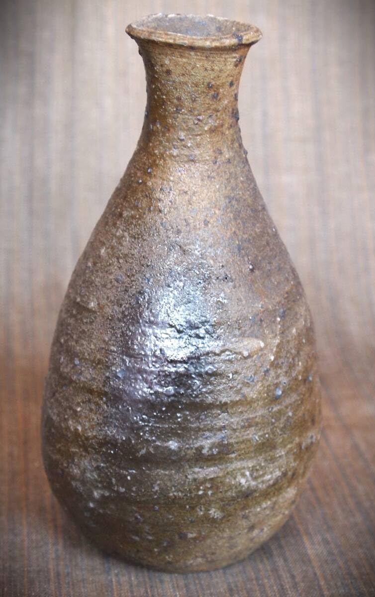 作小山日出男伊部手窯変徳利黄胡麻粗土